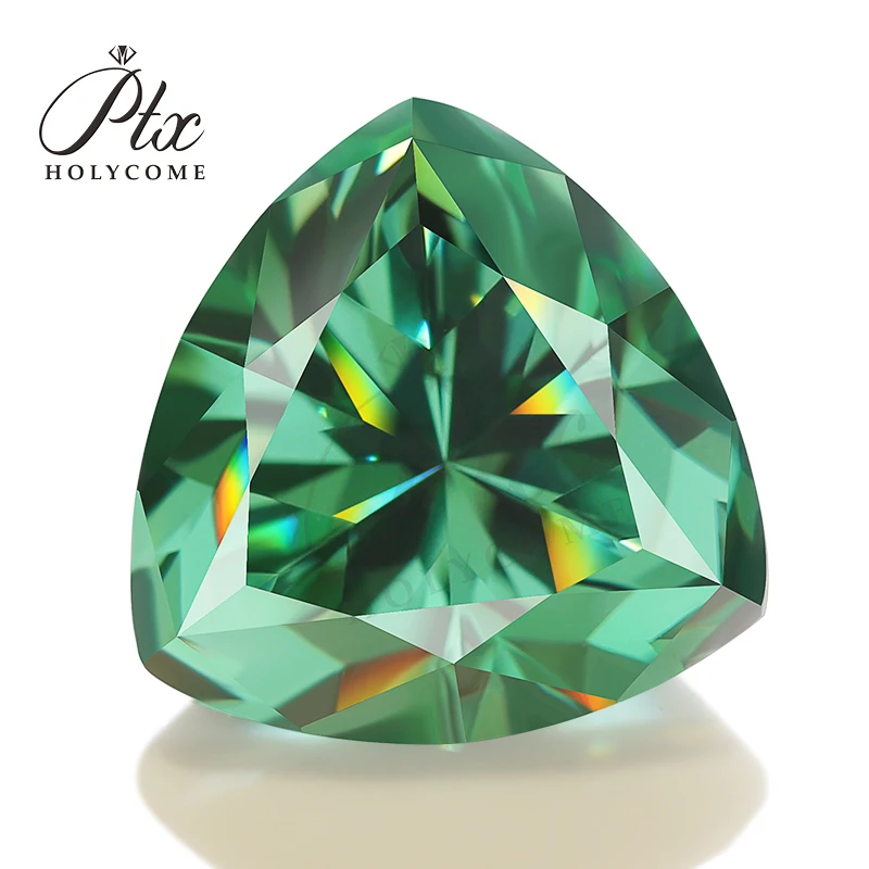 PTX Best Green Loose Moissanite Diamond Trillion Shape Brilliant Cut Real Lab Gemstone Loose Stones Jewelry Making with GRA