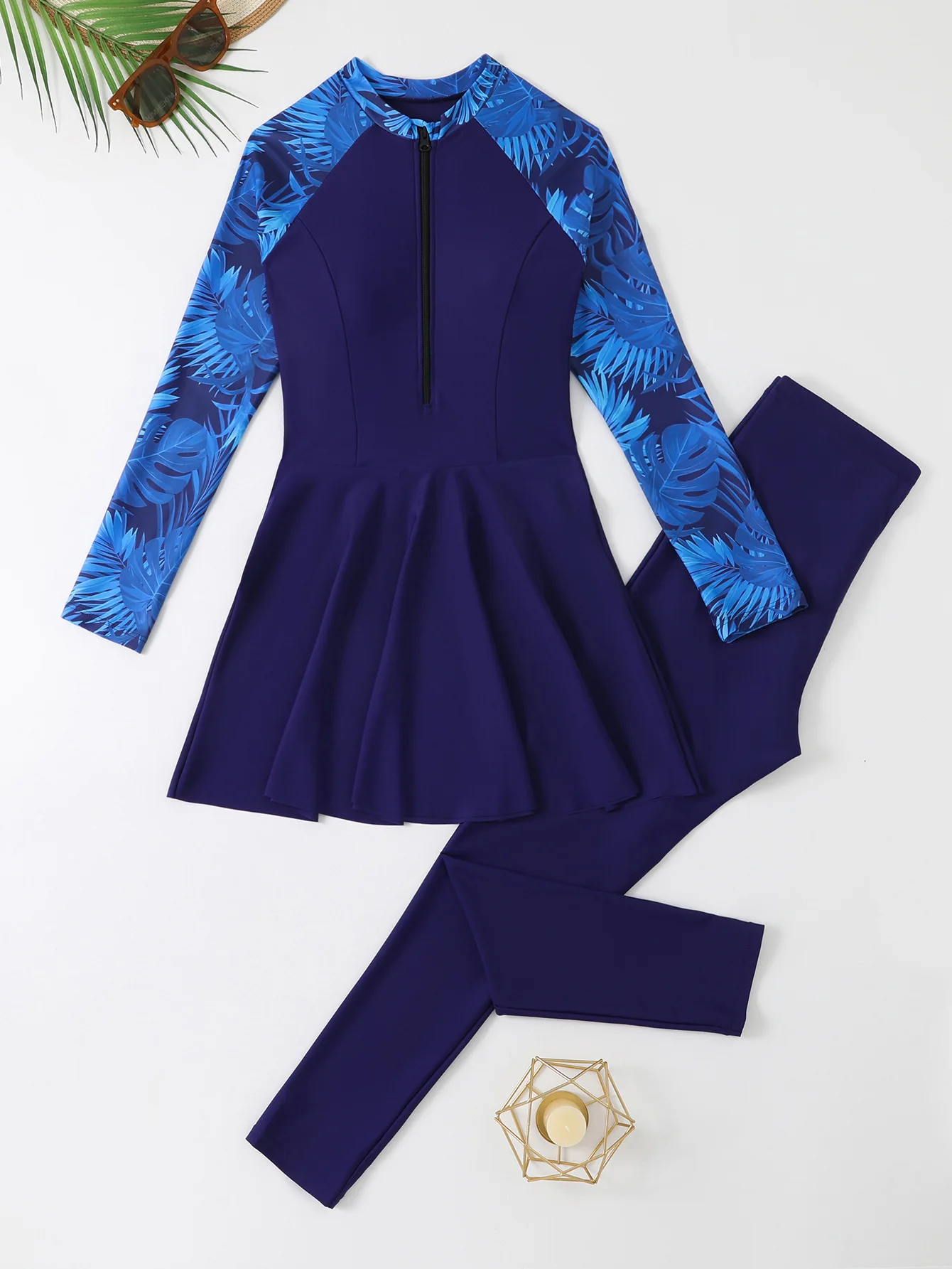 

Muslim Modest Swimwear Women Swimsuit Burkini Sets Full Cover Islamic Long Sleeve Swimming Suit For Woman Bathing Suits Pants