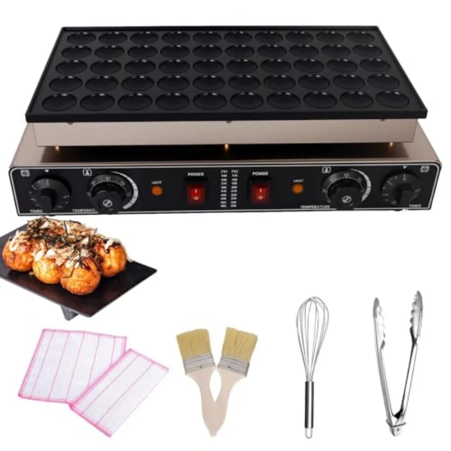 

Kitchen bakery snack bar stainless steel mini pancake maker 50 pcs round poffertjes 110V 1800W dual independent temp control