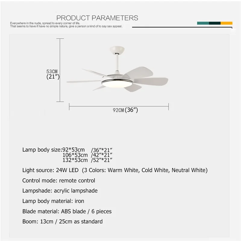 Wentylator sufitowy LED z pilotem 3 kolory 220V 110V nowoczesny dekoracyjny do pomieszczeń jadalnia sypialnia