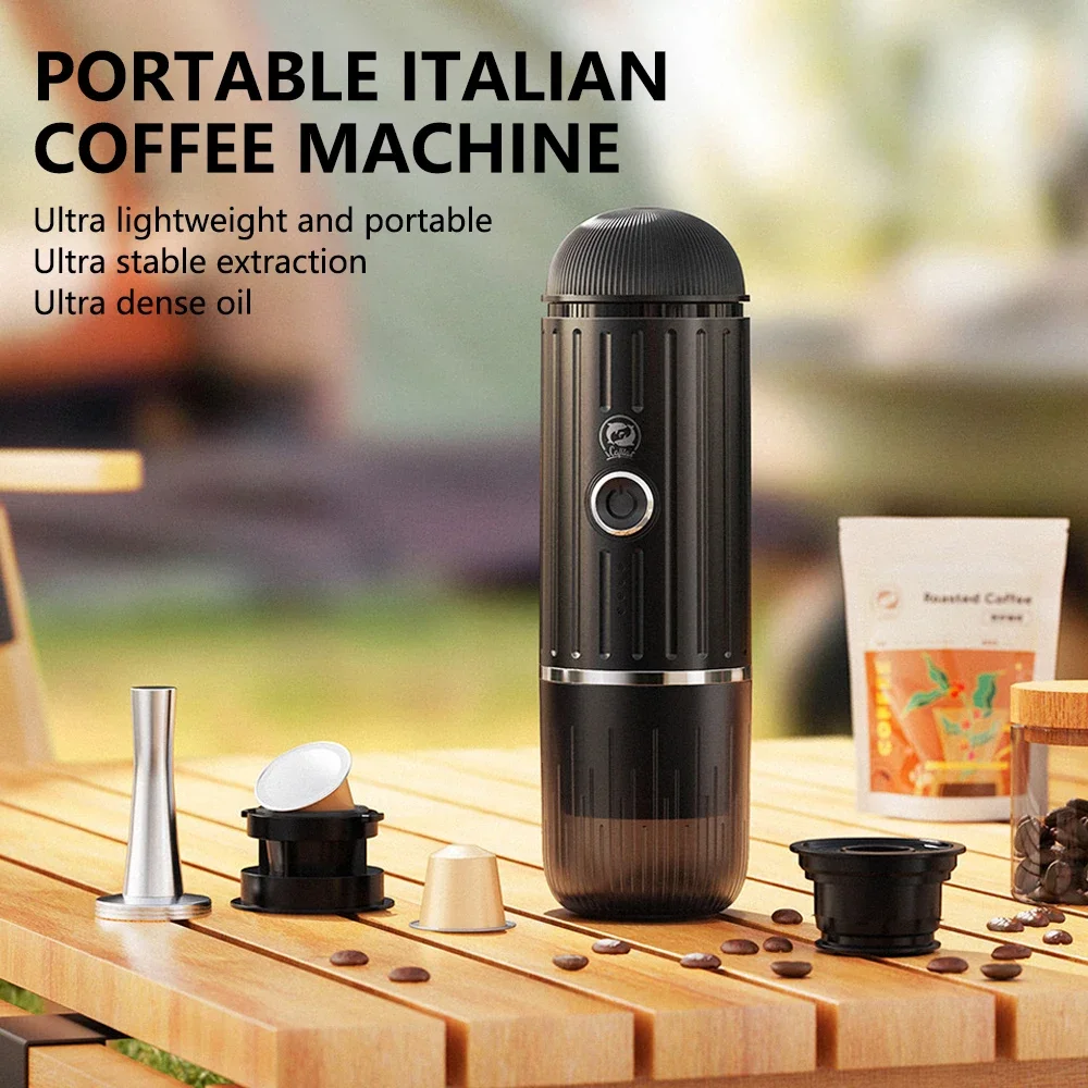 Donirt ME2218 Mini 2-in-1 Italian Capsule Coffee Machine Fully Automatic Heating Portable For Home Outdoor Sports Tour Travel