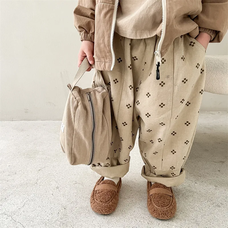 Spring Autumn Boys Girls Washed cotton trousers Baby girl loose casual harem pant Kids casual all-match pants