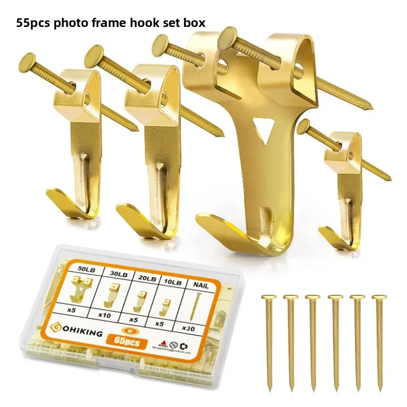55pcs Metal Reinforced Photo Frame Hook Combination Set Photo Hanging Parts Picture Frame Accessories