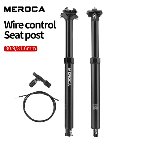 MEROCA 자전거 Dropper 시트 포스트 30.9/31.6x425mm 내부 라우팅 케이블 원격 와이어 제어 리프트 시트 튜브 Mtb 시트 포스트