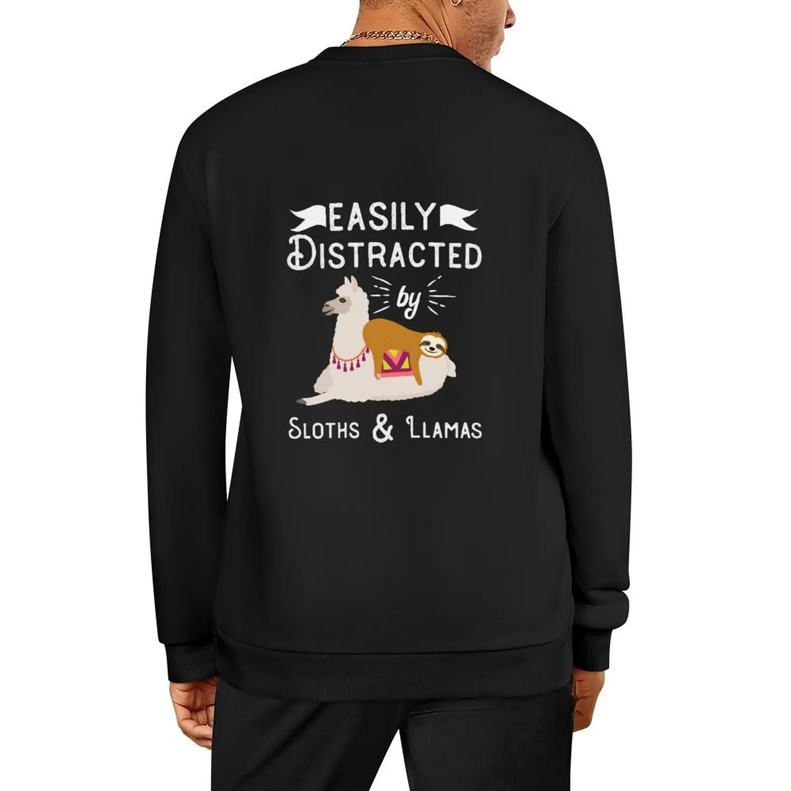 

Easily Distracted By Sloths And llamas product Pullover clothes for men men clothes korean clothes new sweatshirt