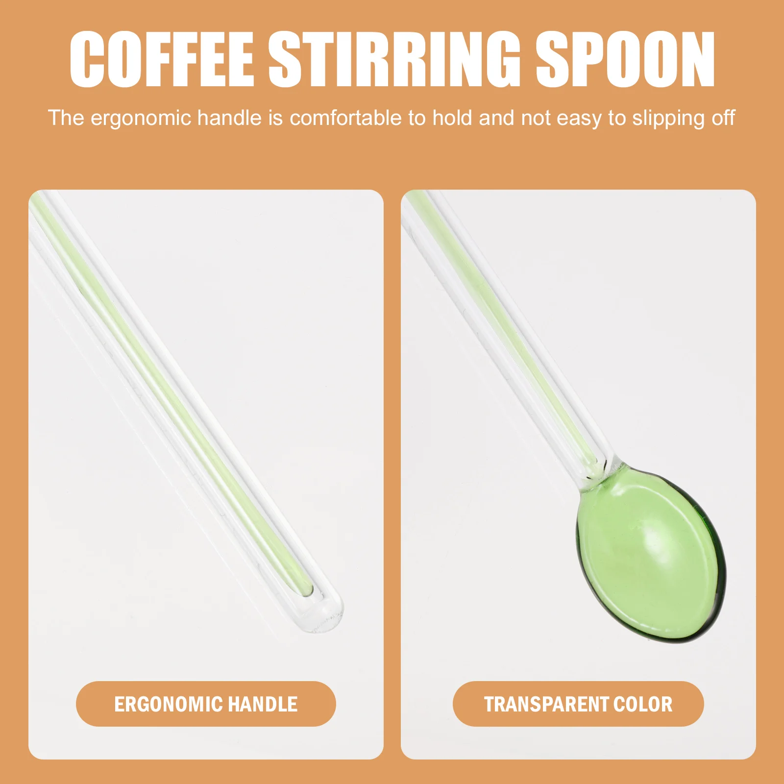 

4Pcs Glass Spoons Long Handle Mixing Spoons for Coffee Tea Ice Cream Sugar Milk Stirrer Heat Resistant Dishwasher Safe Gift Idea