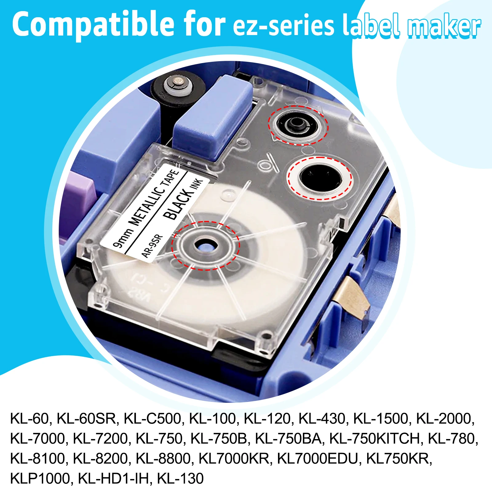 1PCS 9/12/18/24mm XR-12WE Label Tape Compatible for Casio XR-9WE XR-18WE XR-12X Labeling Ribbon For KL-120 KL-820 KL-780 Printer