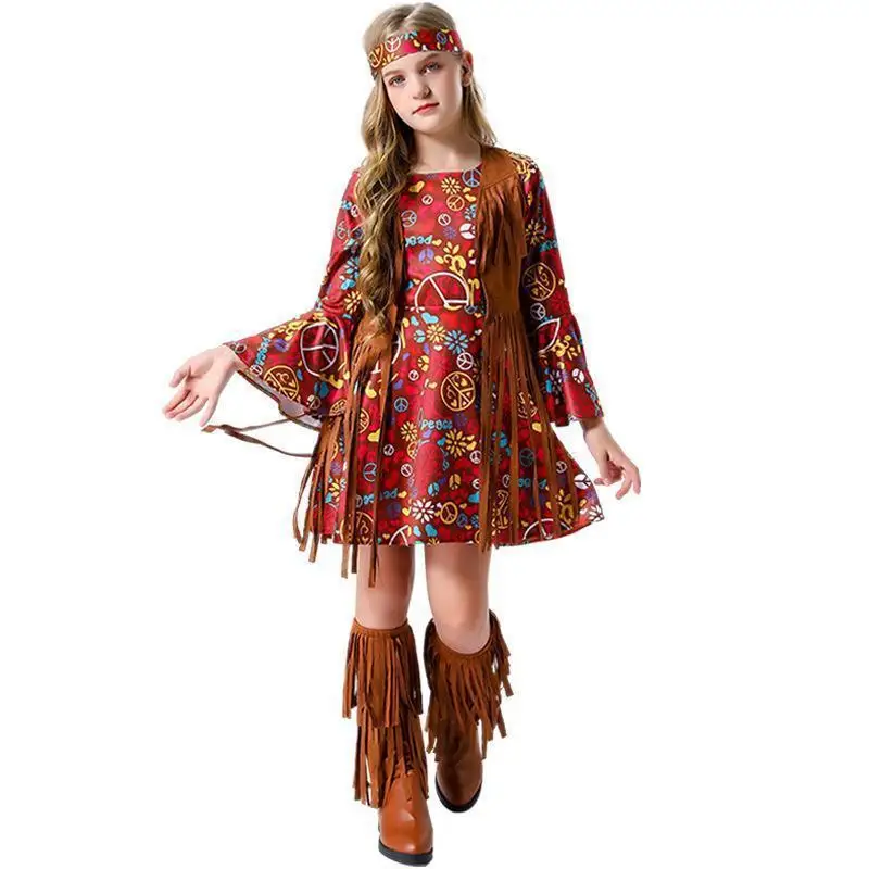 

Retro Halloween Disco Stage Performance Costume Hippie Dress Suit Women's Fashion Retro Hippie Disco Stage Costume
