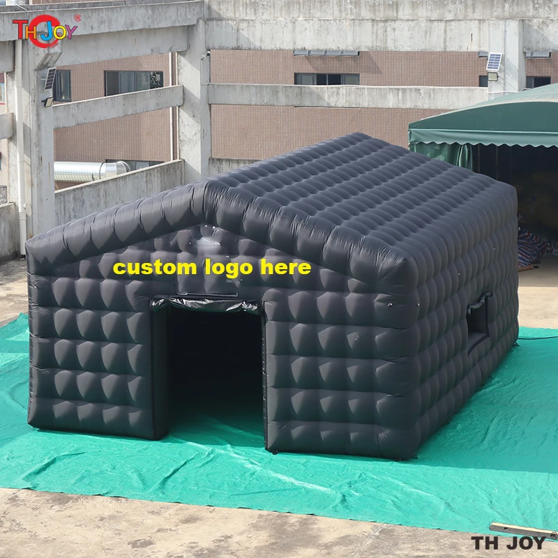 Tienda inflable negra de 8x6m con forma de cubo de aire para discoteca, cenador cuadrado inflable para club nocturno, tienda de campaña para sala de eventos, casa para eventos