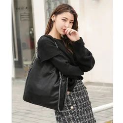 Branded Women's Bags Soft Leather One-Shoulder Messenger Cross Body Bags Thick Chain Quilted Purses And Handbag New Wholesale