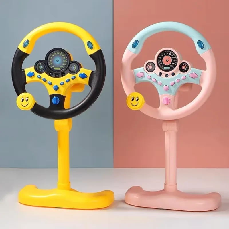 1pc Car Steering Wheel Toy Educational Lights Sounds Driving Simulator Toddler Car Seat Accessory