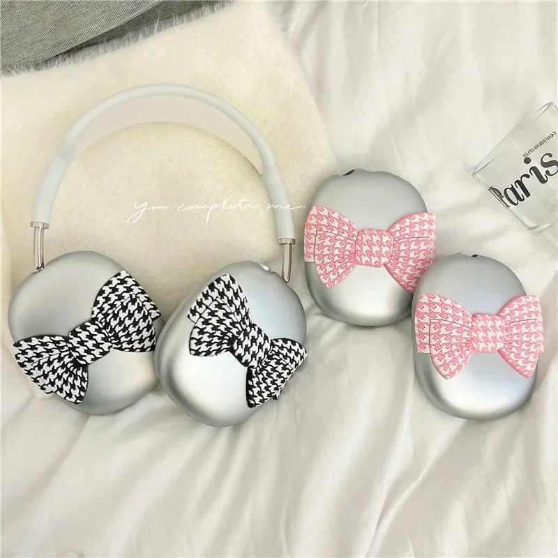 

Bowknot Plaid Case for AirPods Max Protective Headset Headphone Airpod Max Case Cover