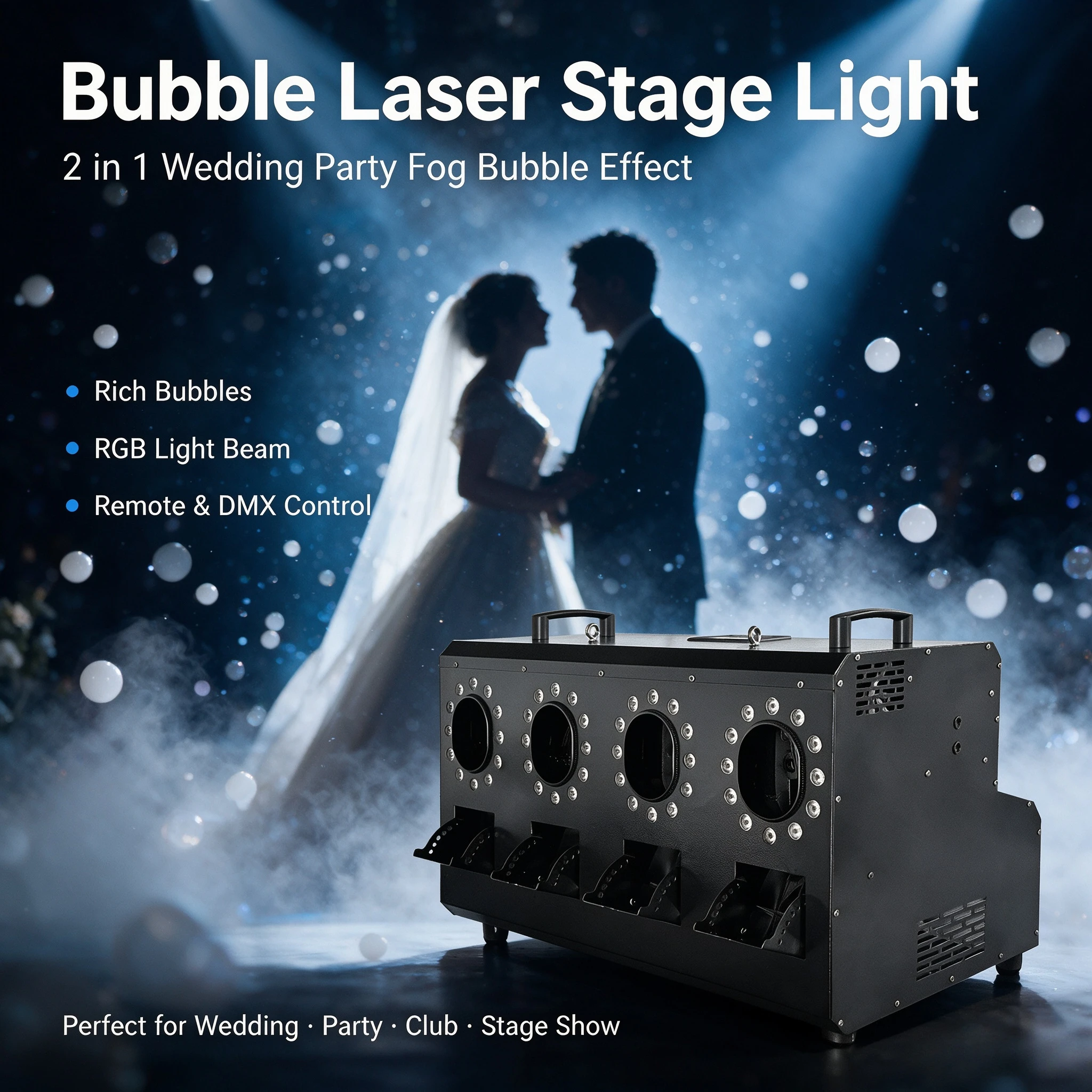 DMX RGBW Smoke And Bubble Machine 2-in-1 for Weddings Proposals Romantic Atmosphere Generator for Events And Parties Engagement