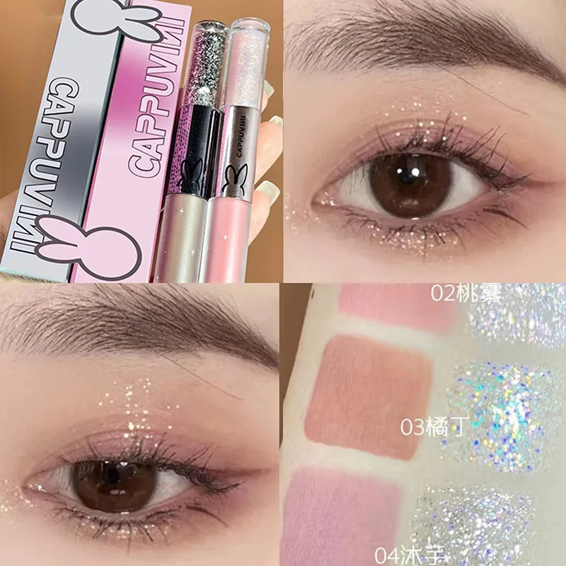 Ombre à barrage liquide à double tête, 256 brillance, perle, maquillage pour les yeux, sommeil éclaircissant, maquillage en forme de larme