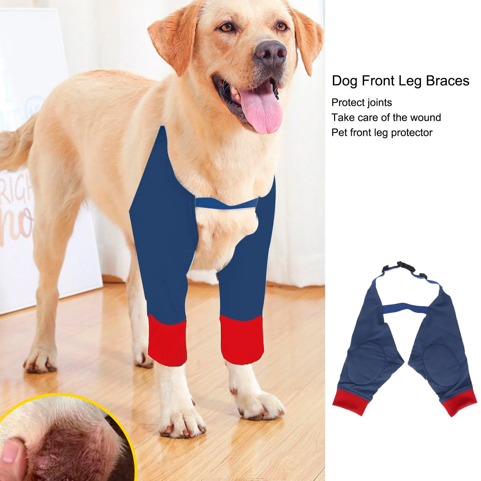 Dog Front Leg Braces Soft Padded Elastic Breathable Joint Protection Dog Recovery Sleeve Red Blue