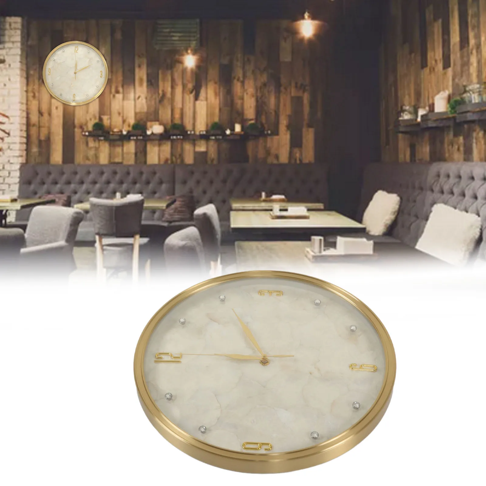 

Wall Clock Silent Round Copper Casing Shell High Temperature Baking Paint Process Decorative Wall Clock for Home