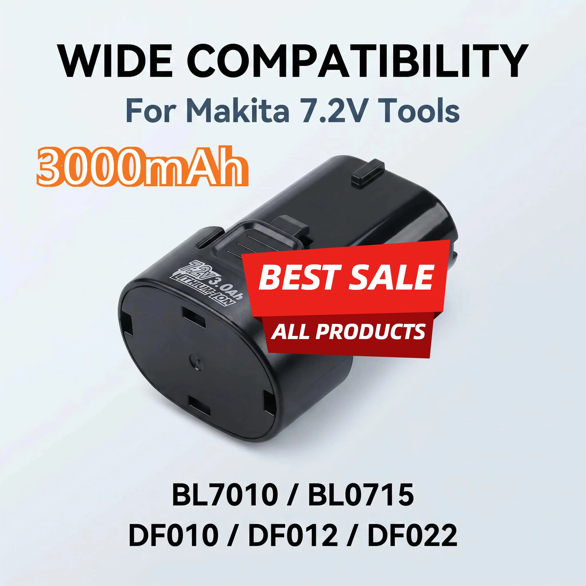 

Premium 7.2V 3000mAh Li-ion Battery For Makita BL7010 BL0715 DF010 DF012 DF022 Electric Screwdriver Drill 194355-2 194356-3
