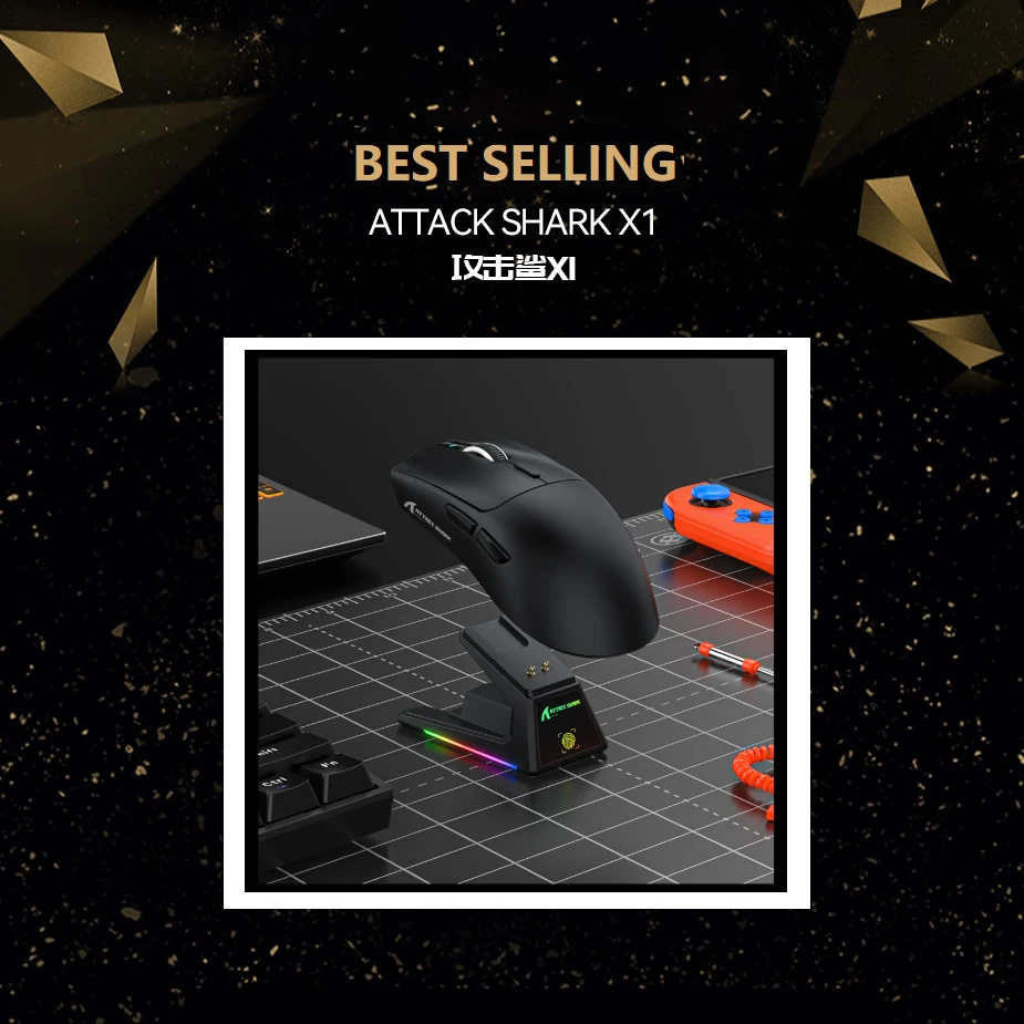 

New! ATTACK SHARK X1 40000DPI Wireless Mouse with Magnetic Charging Dock,PAW3395PRO Sensor, BT/2.4G/Wired, Macro Gaming Mouse