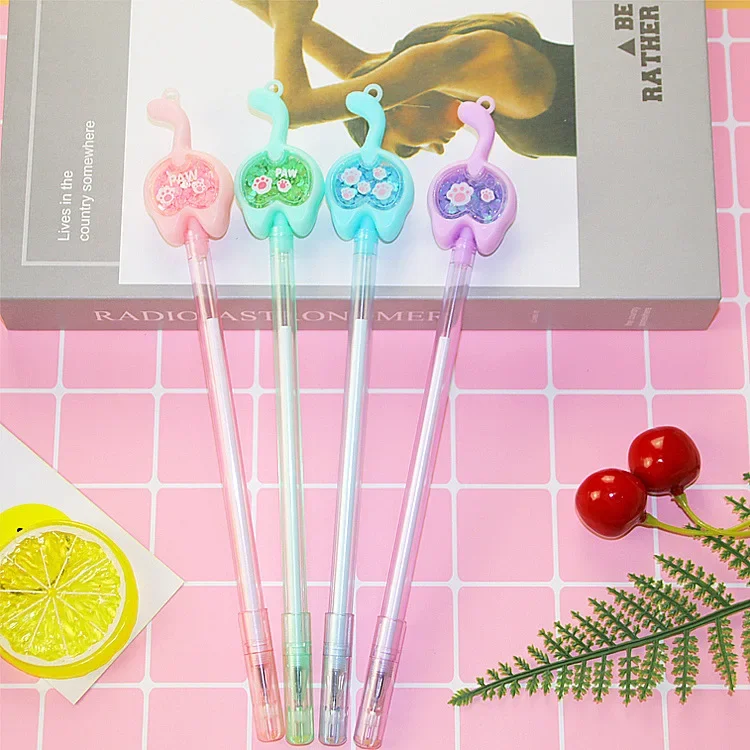 

40pcs Creative cat claw sequins neutral pen Cartoon Bear Paw student water pen cute stationery office signature pen