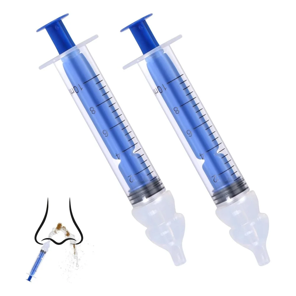 New Hot 2Pcs Portable Baby Nasal Irrigator Aspirator Infant Nose Cleaner Rinsing Device Cleanable Reusable Silicone Suction Tips