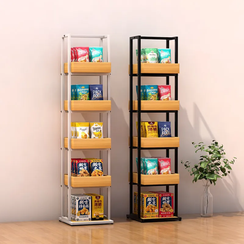 Supermarket small snacks shelf shelf food steel wood food promotional rack chewing gum rack