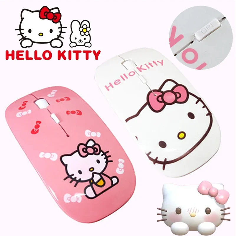 Hello Kitty Wireless Mouse Bluetooth Mouse Kawaii Ultra-thin Silent Gaming Mouse Cute USB 2.4G Mice for IPad Computer Laptop PC