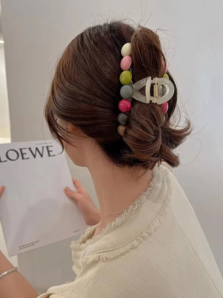 Moda retro colorido amor cabelo caranguejo garra de cabelo clipe elegante rabo de cavalo clipe de cabelo geométrico menina banho acessórios para o cabelo