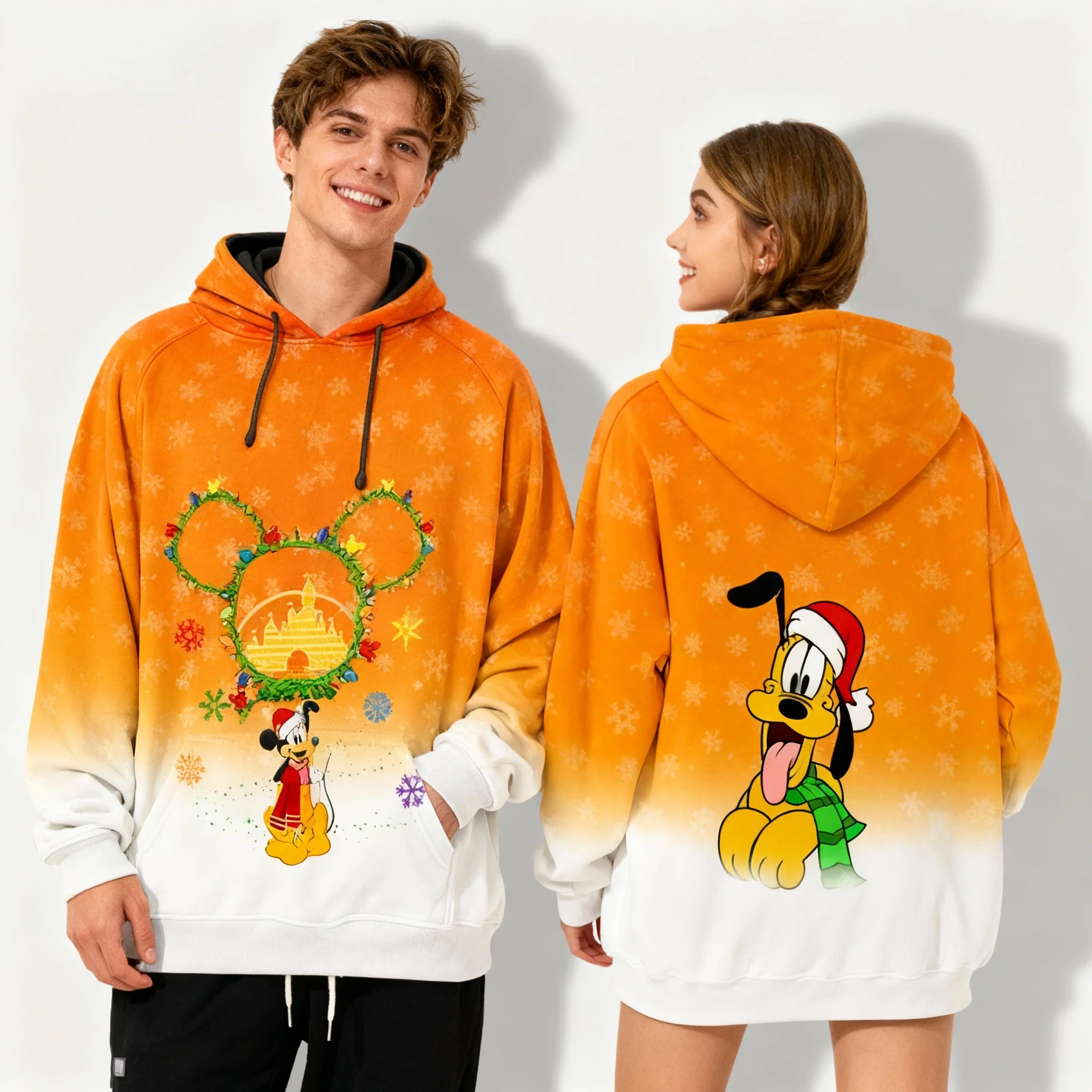 Disney 100th Anniversary Edition Sweet Cool Street Autunno/Inverno Felpa con cappuccio Cappotto oversize da donna per adulti e bambini