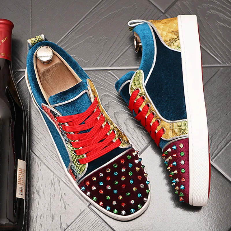 Original Shoes Brand Luxury Men's Shoes Casual Sneakers For Man Designer Riveted Punk Skateboard Fashion Hip-hop Trainers Flats