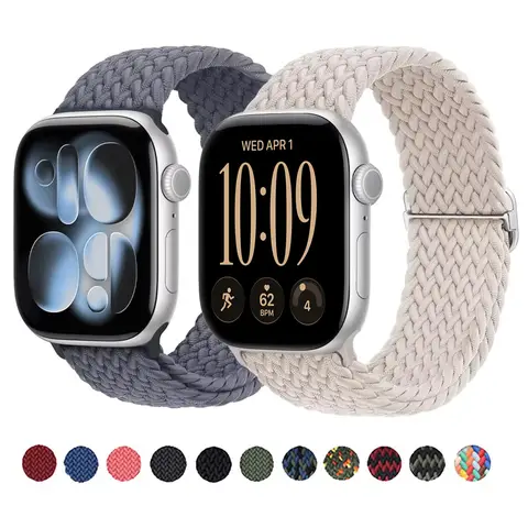 Braided straps For Apple watch band 44/42/45/49/46/40/41mm Elastic Adjustable bracelet iWatch series 12 11 10 9 8 se 7 Ultra3 4