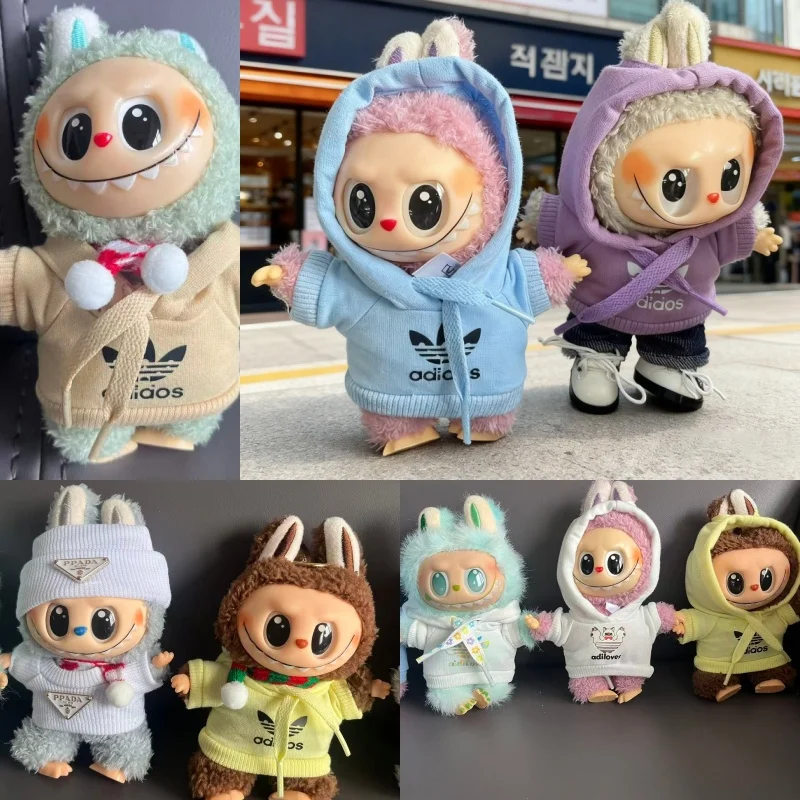 Pour Labubu vêtements poupée V1 V2 V3 tenues noir blanc à capuche avec short à revers chaussure diverses couleurs poupée bricolage accessoires Options