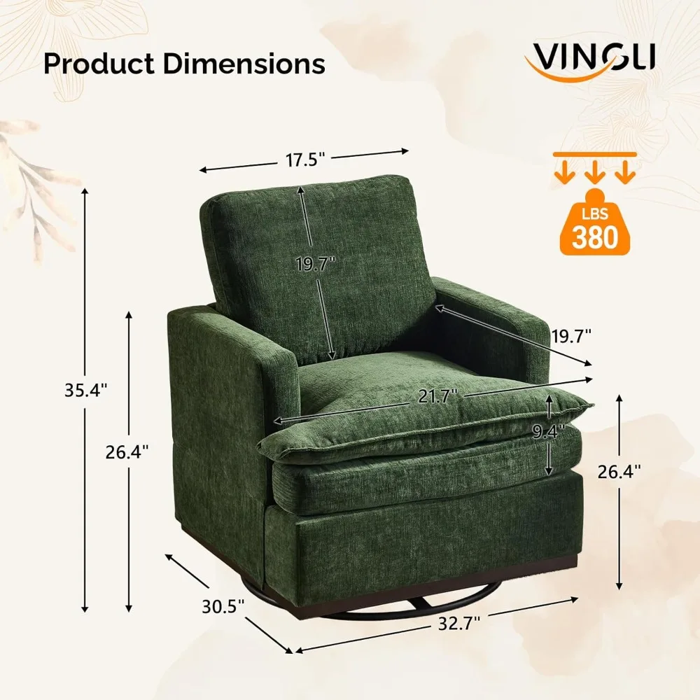 منتصف القرن الحديث 360 °   كرسي دوار مع وسائد مقعد بطبقة مزدوجة، وأريكة مربعة واحدة مريحة، ونادي منجد