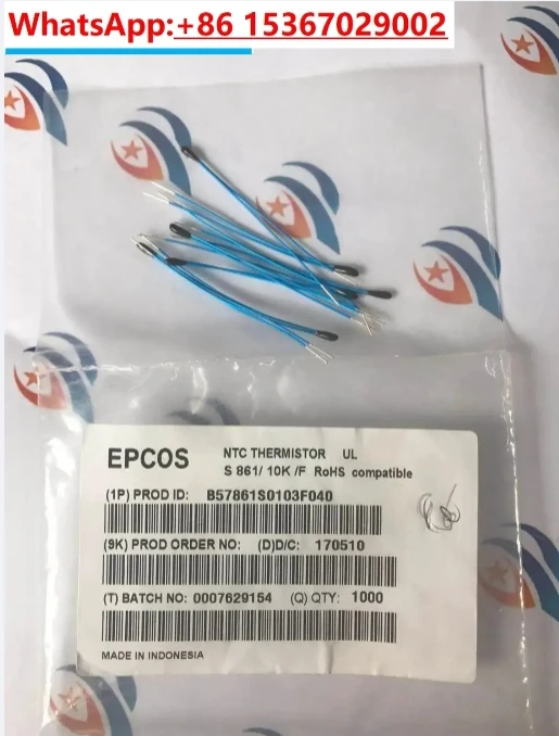 10pcs/LOT NEW ORIGINAL B57861S0103F040 EPCOS THERMISTOR NTC 10KOHM 3988K BEAD