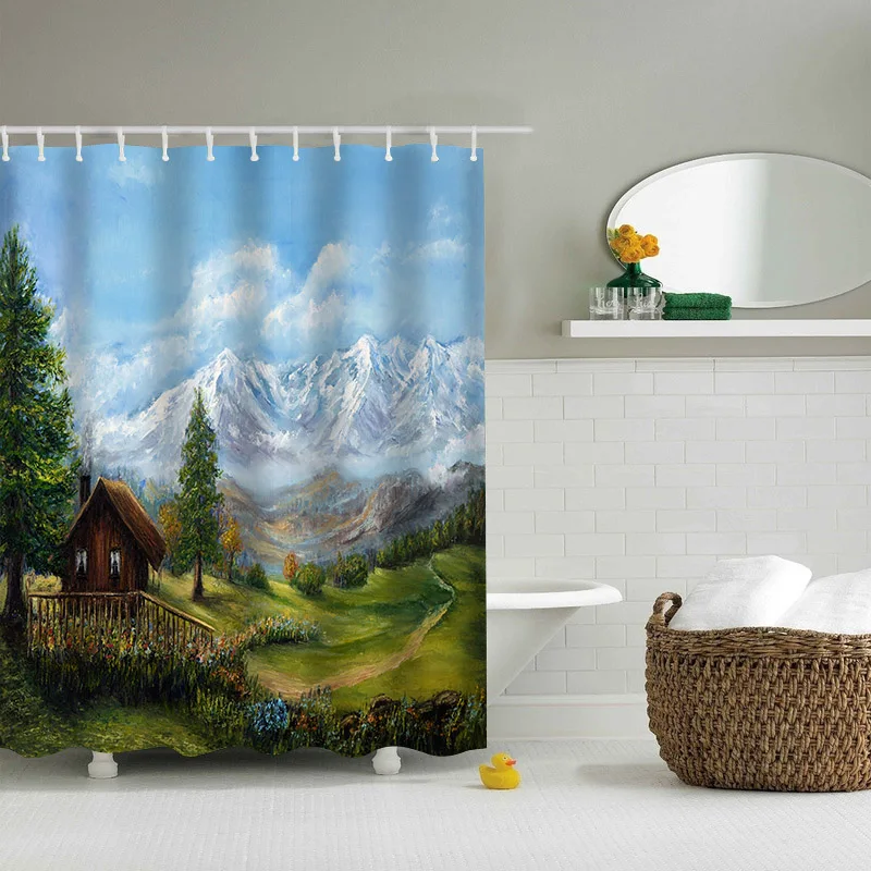 Charming Scenery Shower Curtains Waterproof Bathroom Curtain Cool Old Newspaper Bath Curtain High Quality Home Shower Curtain