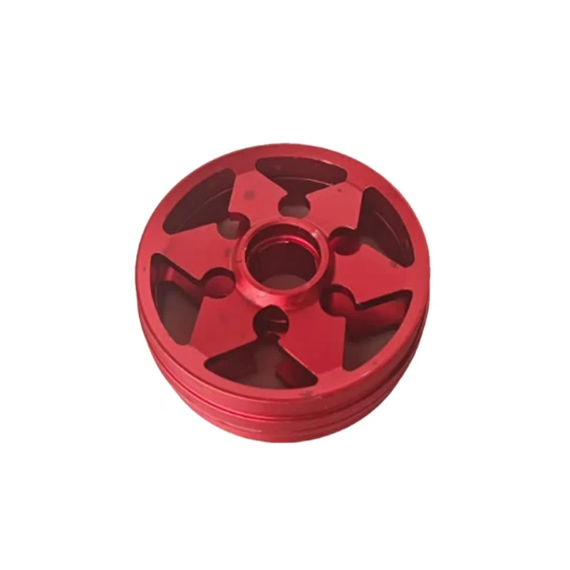 

OEM прецизионная 5-осевая обработка с ЧПУ, детали из нержавеющей стали/латуни/алюминия/титана, анодированный красный шкив для рассеивания тепла из сплава