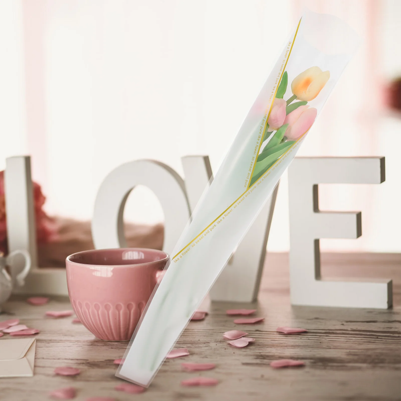 

50Pcs Rose Packaging Bags Single Flower Wraps Floral Gift Bags for Wedding Birthday Party Decor Floral Wrapping Cellophane