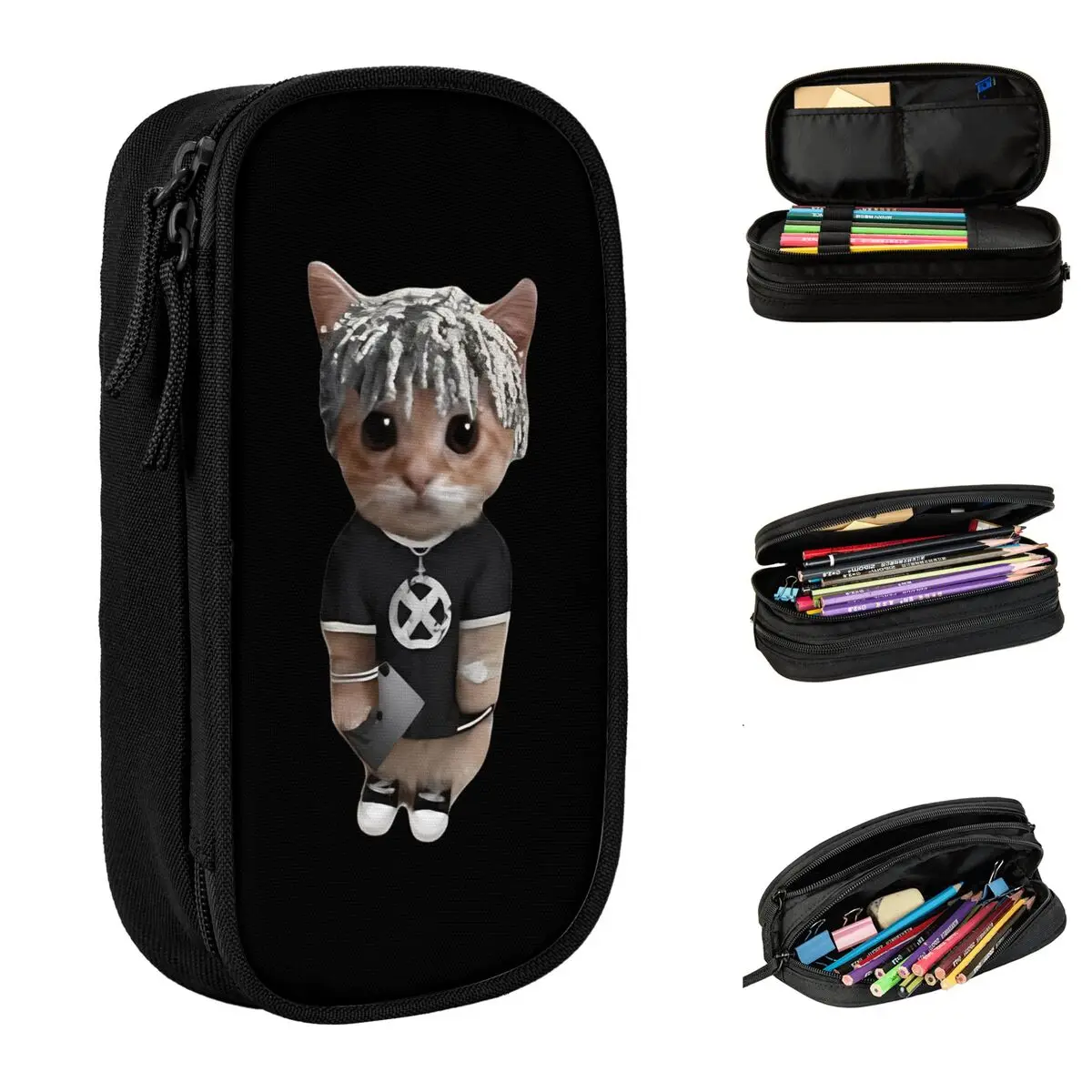 ken carson cat pencil cases rapper pencil pouch pen holder para estudantes bolsas de grande capacidade escola zipper papelaria 01