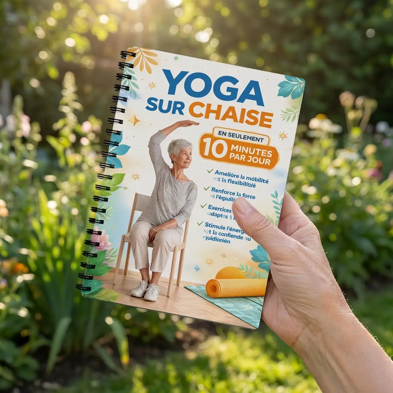 French Version Yoga Sur Chaise Guide Book Weight Loss, Muscle Strengthening & Flexibility - Beginner-Friendly Workout Suitable