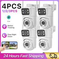 2pcs 3pcs 4pcs iCsee WiFi Camera Dual Lens Outdoor IP PTZ Camera 4K 8MP Wireless Ai Alarm Human Detection Video Surveillance