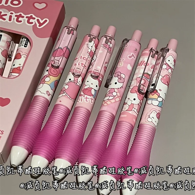 6PCS/Set Cartoon Hello Kitty Gel Pen ST Tip Quick Drying Neutral Pen Soft Grip Press 0.5mm Ballpoint Pen Smooth Writing Supplies view 2