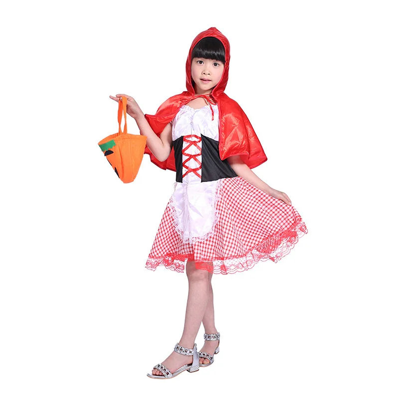 Halloween Kinder Nette Phantasie Kleid Rotkäppchen Kostüm cosplay Party Outfit Mit Schal Für Primäre Kinder