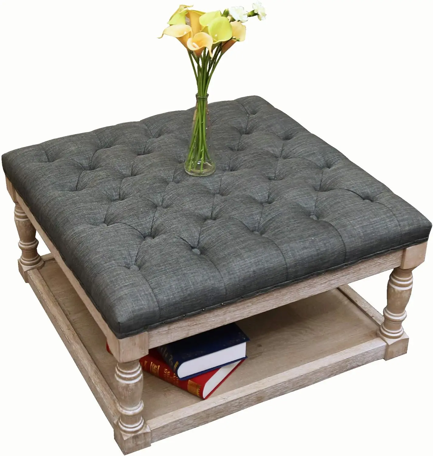 

Warehouse Cairona Fabric 30-inch Tufted Shelved Ottoman