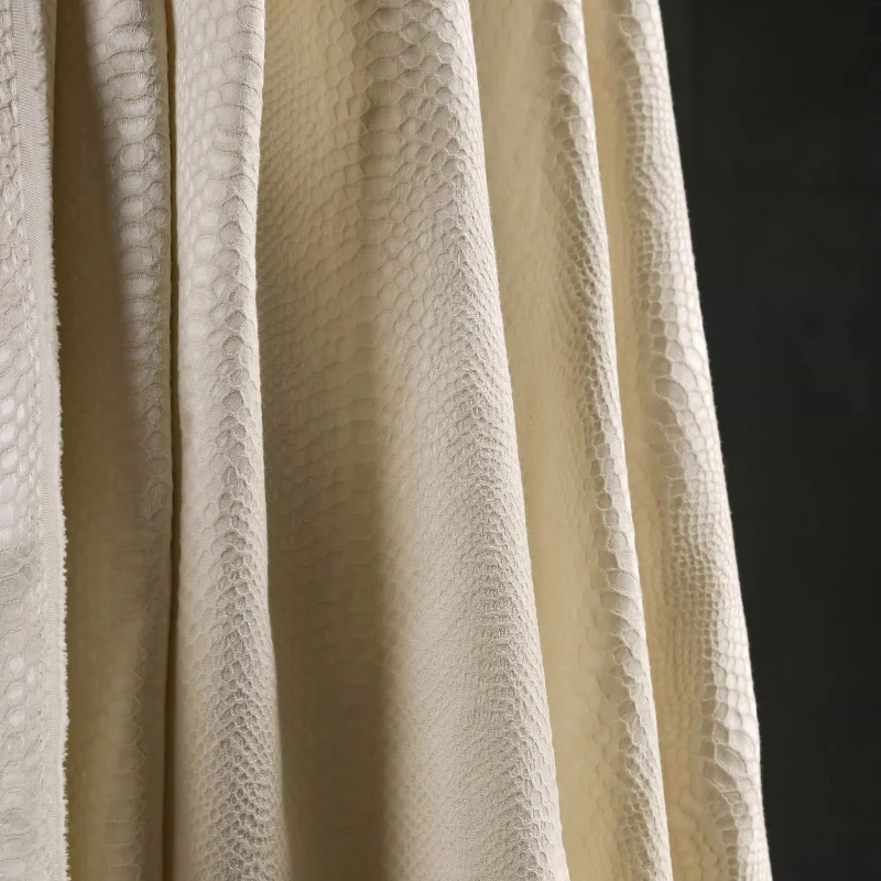 

Snake Scale Textured Jacquard Embroidery Curtains Sewing Home Fabric Vintage Apricot Embossed Handmade Fashion Designer Material