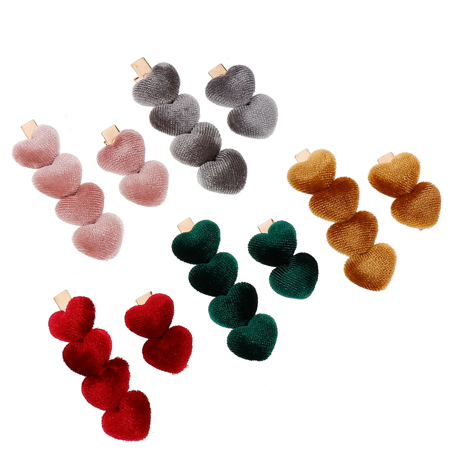 

5Pairs Hearts Hair Clips Exquisite Charming Design Hold Hair Tightly for Face Washing Styling Dating Travel Fashion Accessories