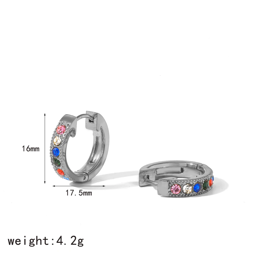Klassische Edelstahl-Cubic-Zirkonia-Huggie-Creolen für Damen, wasserfest, hypoallergen, Modeschmuck – Detail 8
