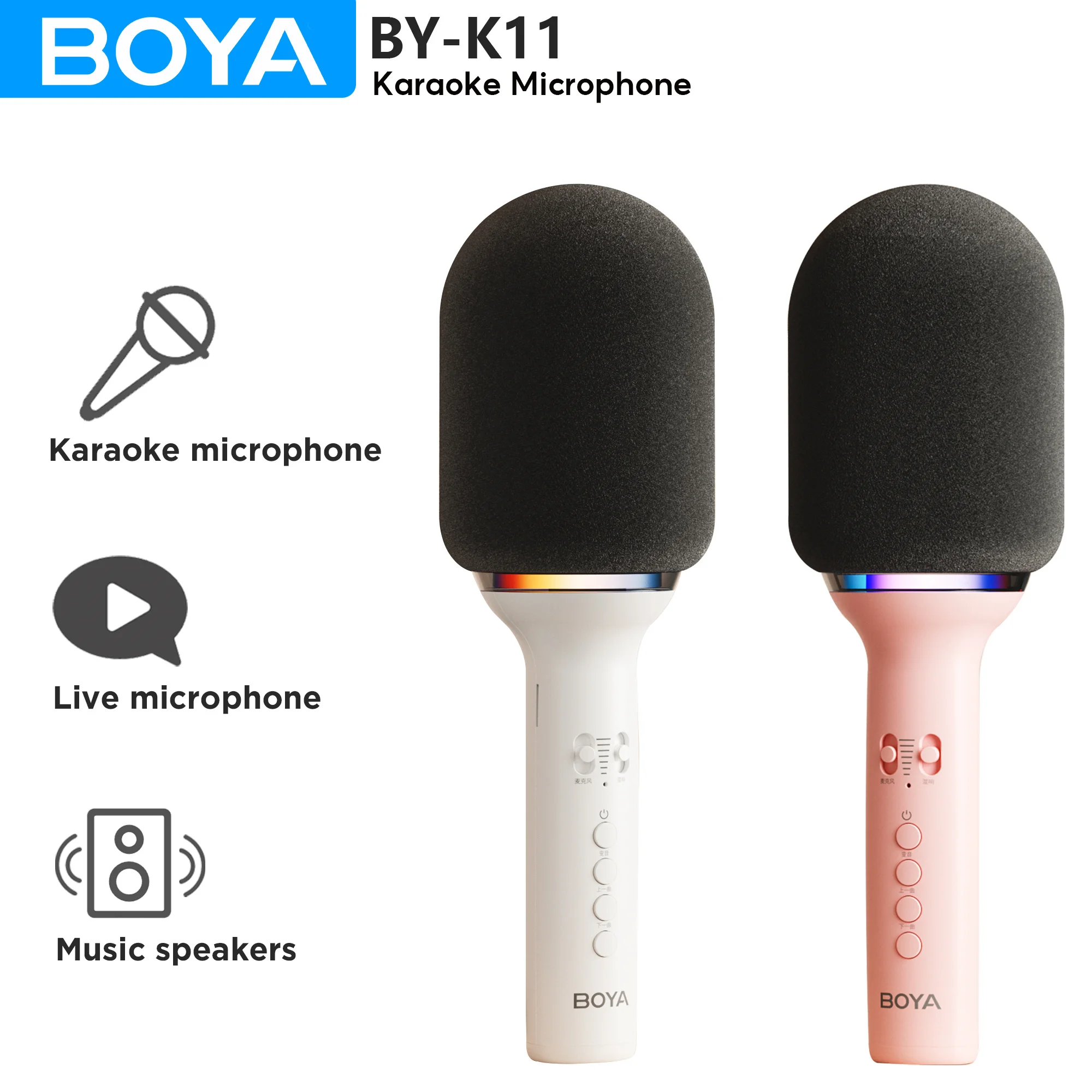 BOYA K11 bezprzewodowy mikrofon do Karaoke Bluetooth przenośny głośnik ręczny mikrofon urządzenie Home Party Birthday Home KTV for Smartphone