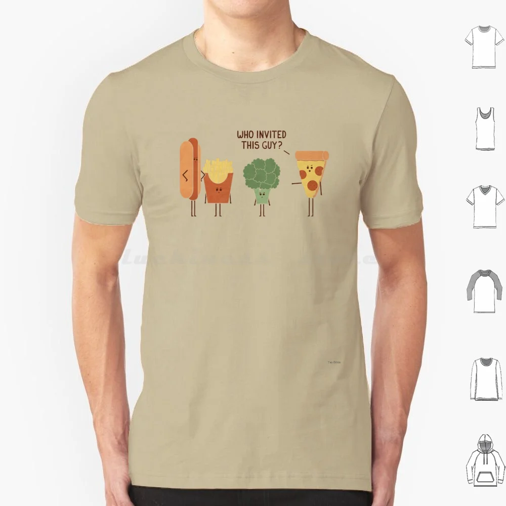 Party Crasher T Shirt Big Size 100% Cotton Pizza Hot Dog Fries Cute Broccoli Funny Cheat Day Humor Joke Teo Zirinis