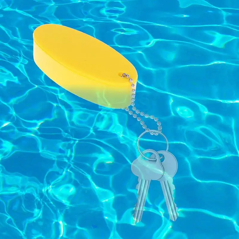12 Stück zufällig farbige schwimmende Schlüsselanhänger aus Schaumstoff für Bootsschlüssel, leuchtende Farben, ovale schwimmende Schlüsselanhänger-Ringe, Anhänger – Detail 5
