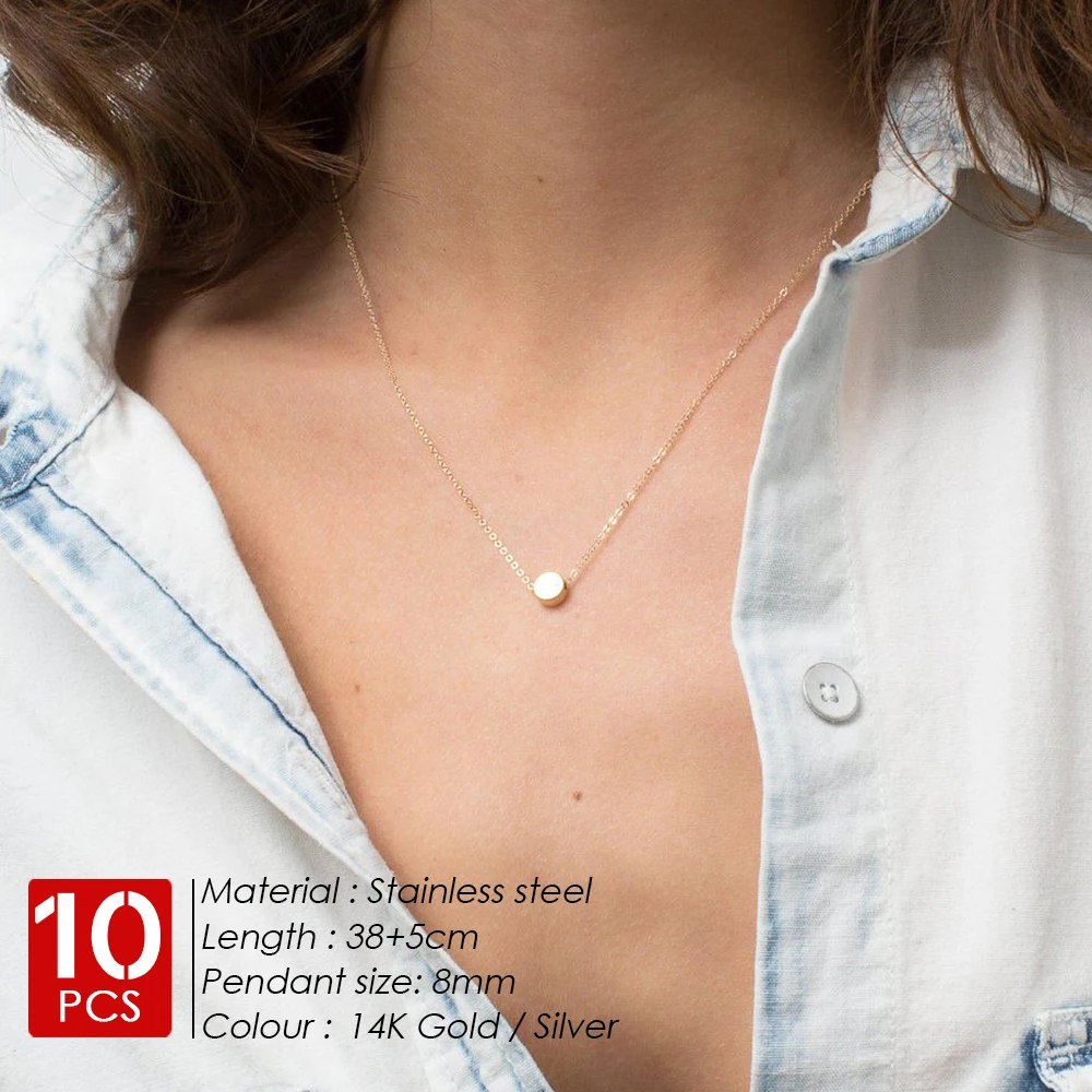 eManco 10PCS Stainless Steel Necklace Women Minimalist Dainty  for  Small Pendant Clavicle Chain  Brand Luxury Jewelry Wholesale