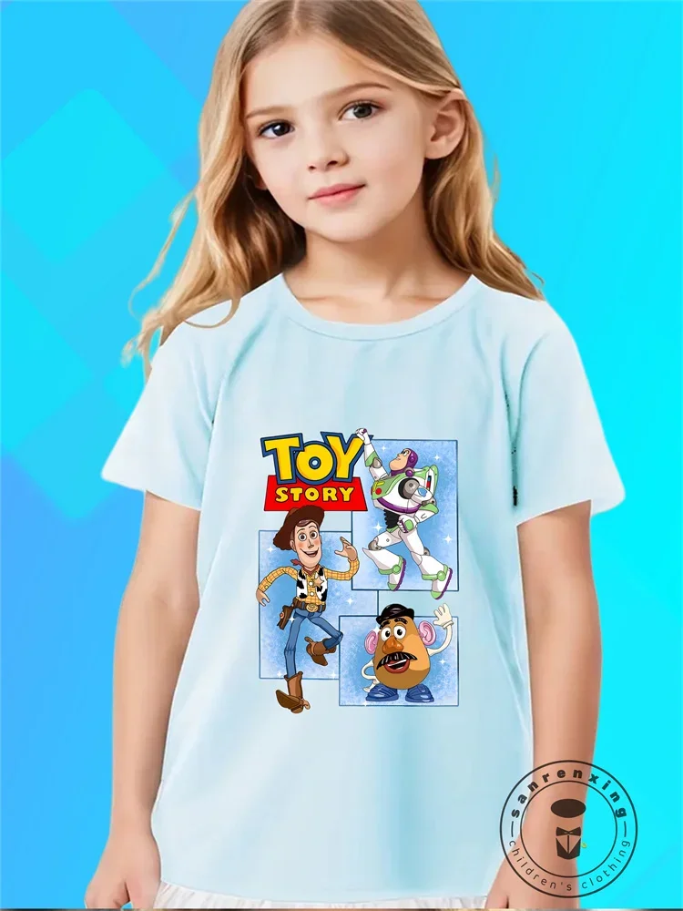 

The 2025 New Disney Pixar Male Toy Story Woody Girl Playful Short-sleeved T-shirt